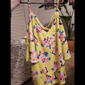 Yellow floral layer top